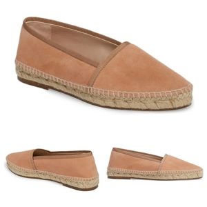 Stuart Weitzman | Blush Evon Suede Espadrille Flat Grosgrain Ribbon Trim 8.5